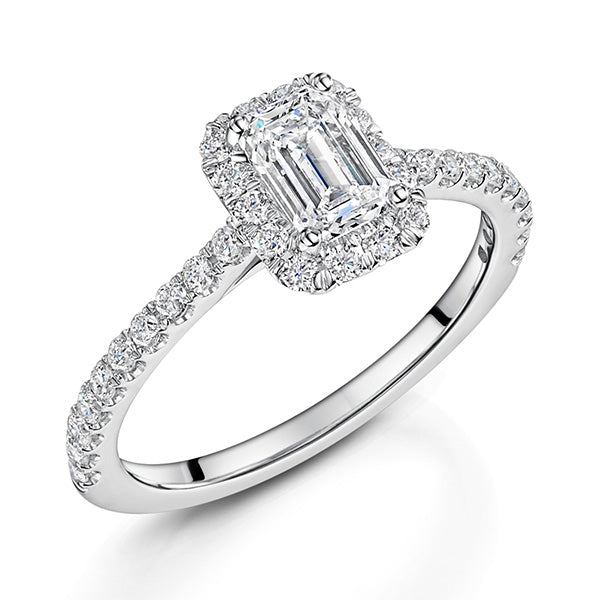 Emerald Halo Lab Grown Diamond Ring