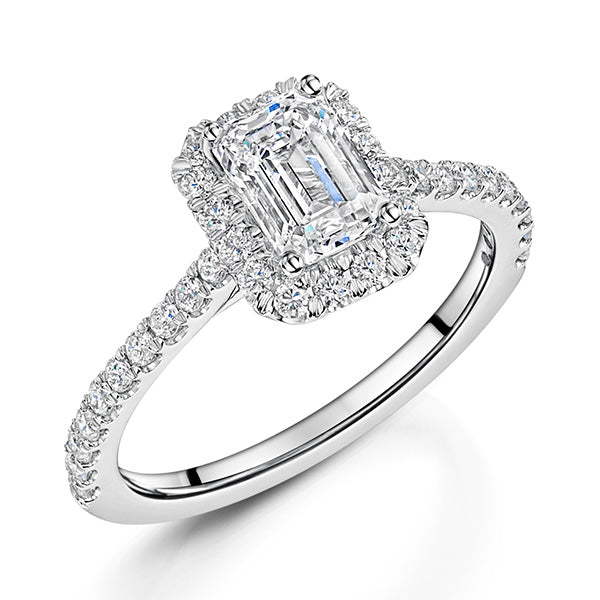 Emerald Halo Lab Grown Diamond Ring