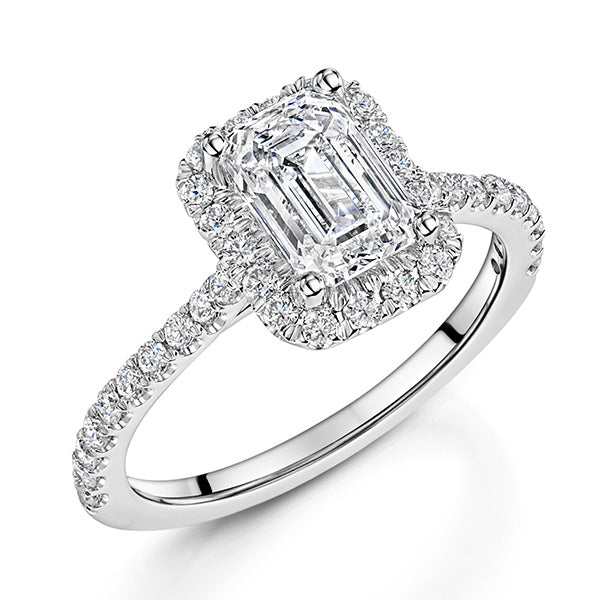 Emerald Halo Lab Grown Diamond Ring