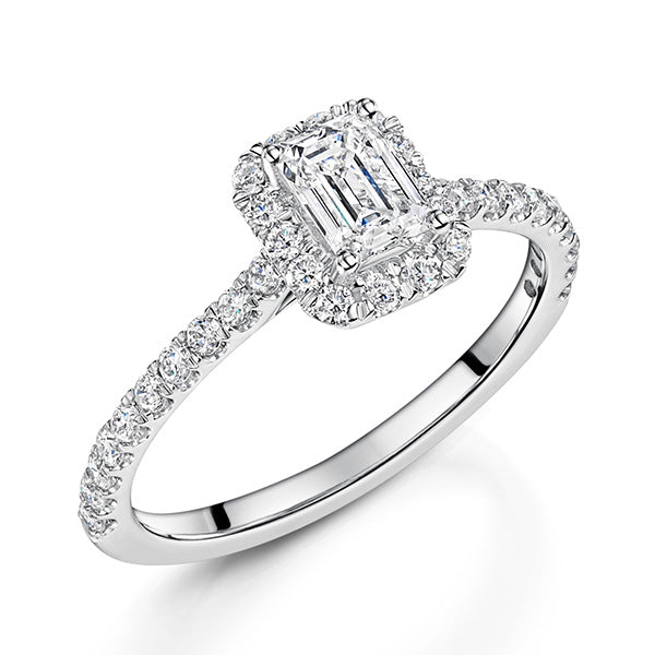 Emerald Halo Lab Grown Diamond Ring