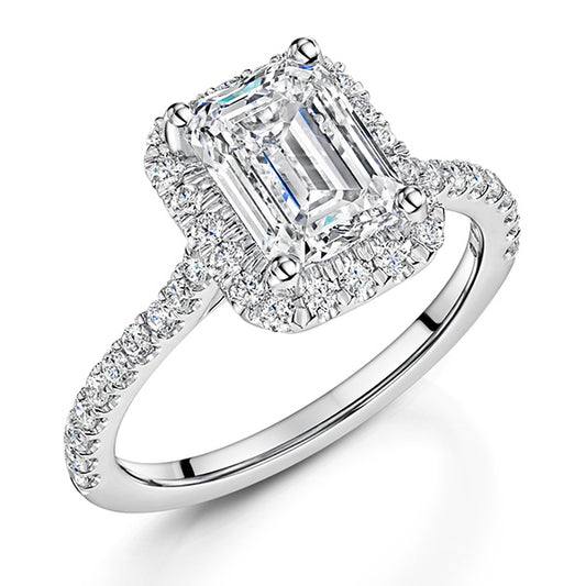 Emerald Halo Lab Grown Diamond Ring
